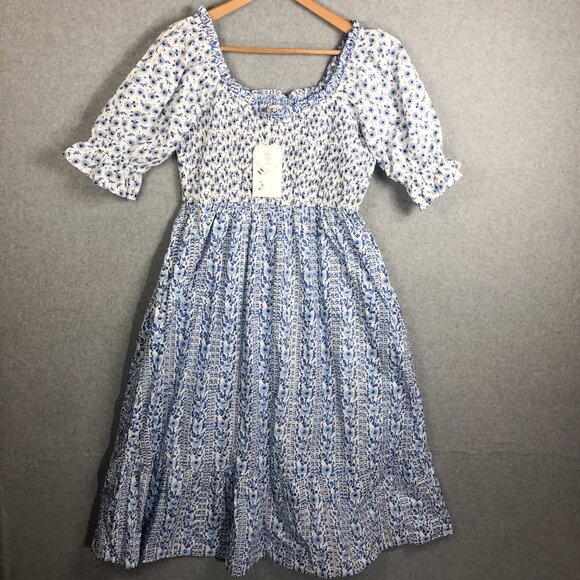 Floral Blue and White Midi Dress - Picture 3 of 11